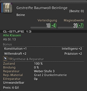 Gestreifte Baumwoll-Beinlinge In-Game Ansicht.