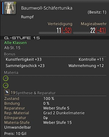 Baumwoll-Schäfertunika In-Game Ansicht.