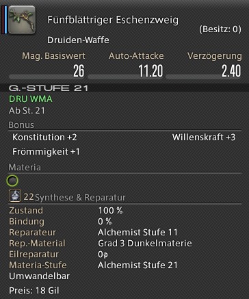 Fünfblättriger Eschenzweig In-Game Ansicht.